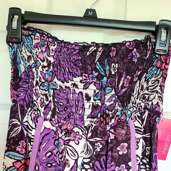 Xhilaration Y2K Strapless Dress Swimsuit Cover Up With Tropical Florals - Picture 2 of 9